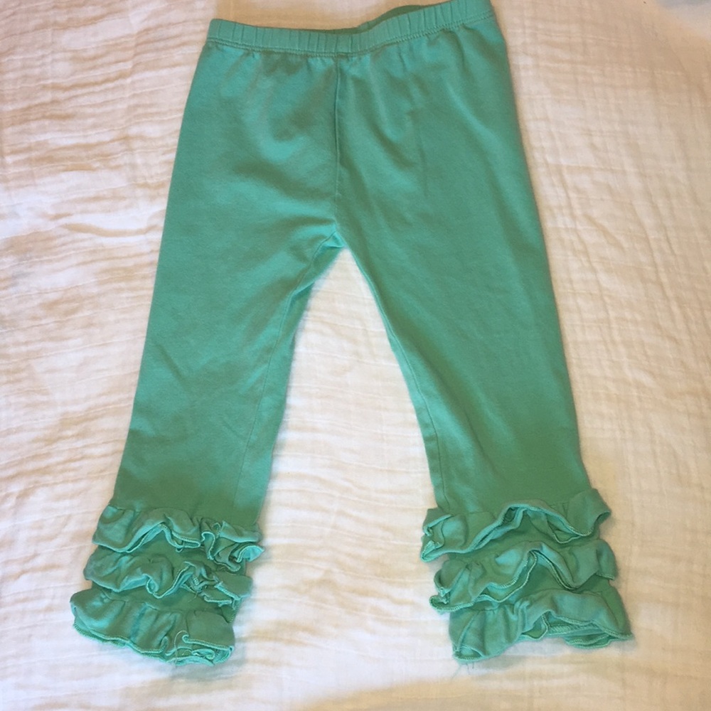 Mint ruffle pants